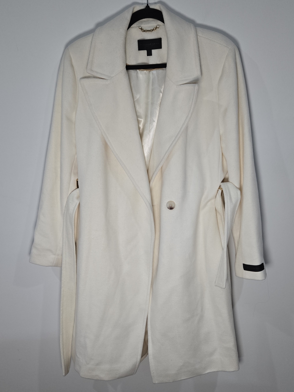 Donna Karan Sz Large Ivory Wool Trench Coat